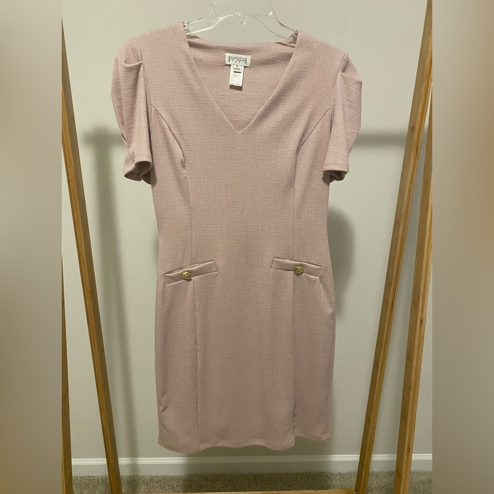 Ruched Sleeve Blush Dress